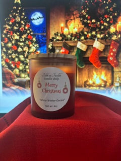 White Winter Orchid Christmas Candle